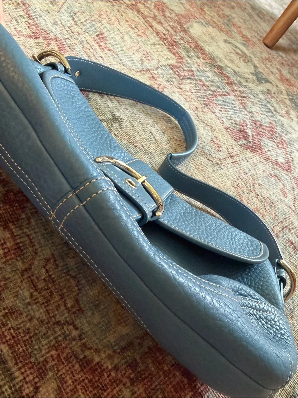 Coach Vintage Soho Flap Bag Pebbled Leather in Aqua Blue Collectible - Picture 5 of 11